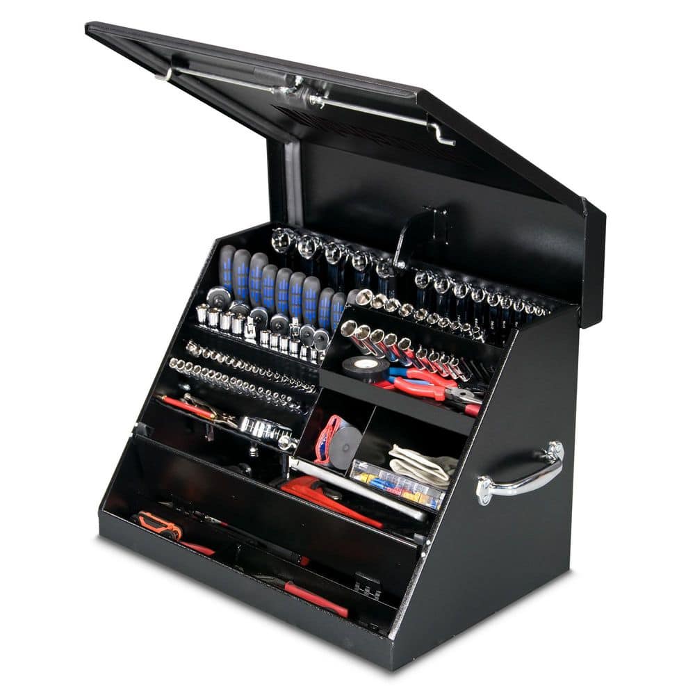 Montezuma 27 in. W x 18 in. D Portable Triangle Top Tool Chest for Sockets, Wrenches and Screwdrivers in Black Powder Coat