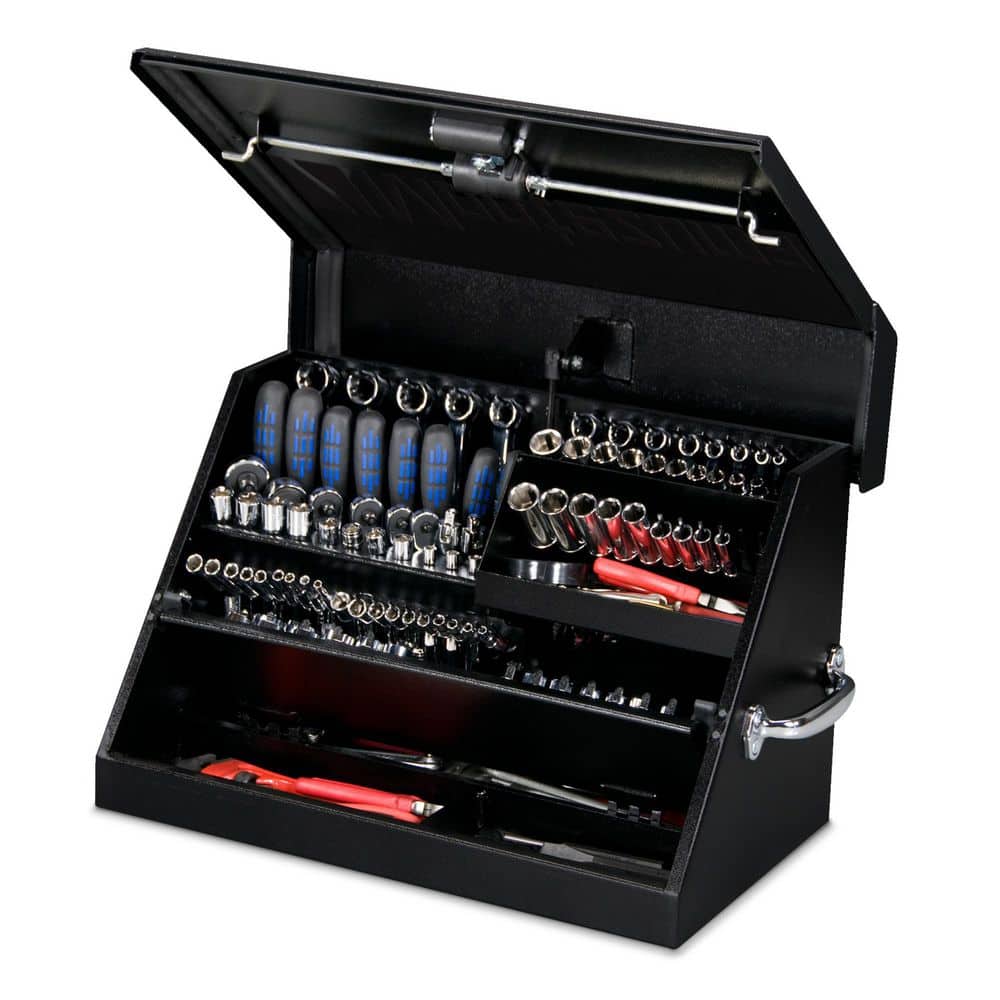 Montezuma 23 in. W x 14 in. D Portable Triangle Top Tool Chest for Sockets, Wrenches and Screwdrivers in Black Powder Coat