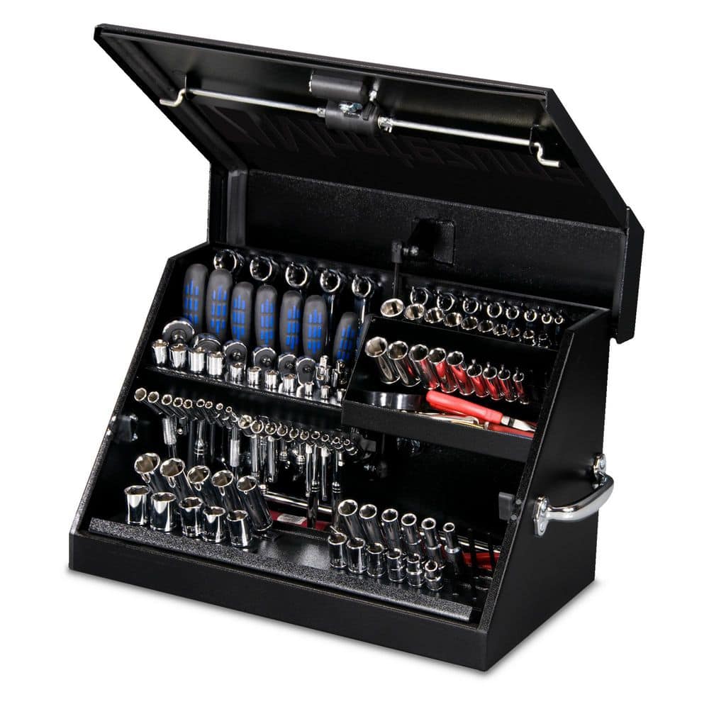 Montezuma 23 in. W x 14 in. D Portable Triangle Top Tool Chest for Sockets, Wrenches and Screwdrivers in Black Powder Coat