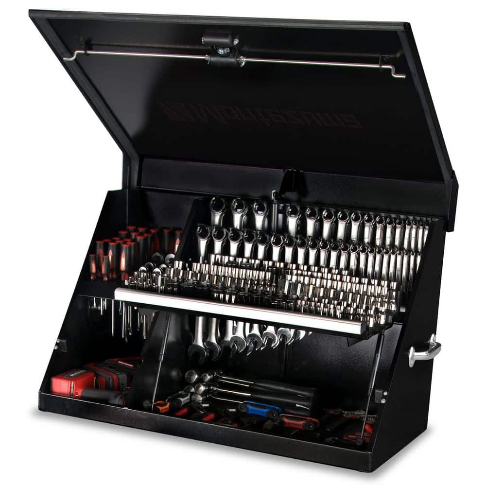 Montezuma 37 in. W x 18 in. D Portable Triangle Top Tool Chest for Sockets, Wrenches and Screwdrivers in Black Powder Coat