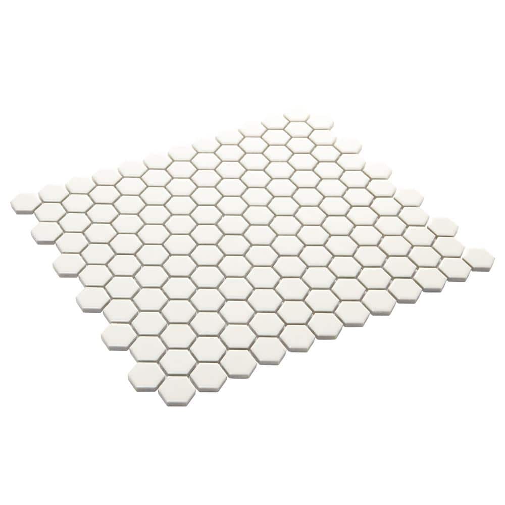 Daltile Premier Accents Powder White Hexagon 10 in. x 12 in. x 4 mm Porcelain Mosaic Floor and Wall Tile (0.84 sq. ft. / piece)