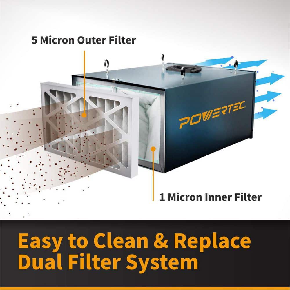 POWERTEC 3-Speed Remote Controlled Air Filtration Systems (300/350/400 CFM)