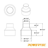 POWERTEC 4 in. x 2-1/2 in. Hose Cone Reducer for Dust Collection Systems (3-Pack)