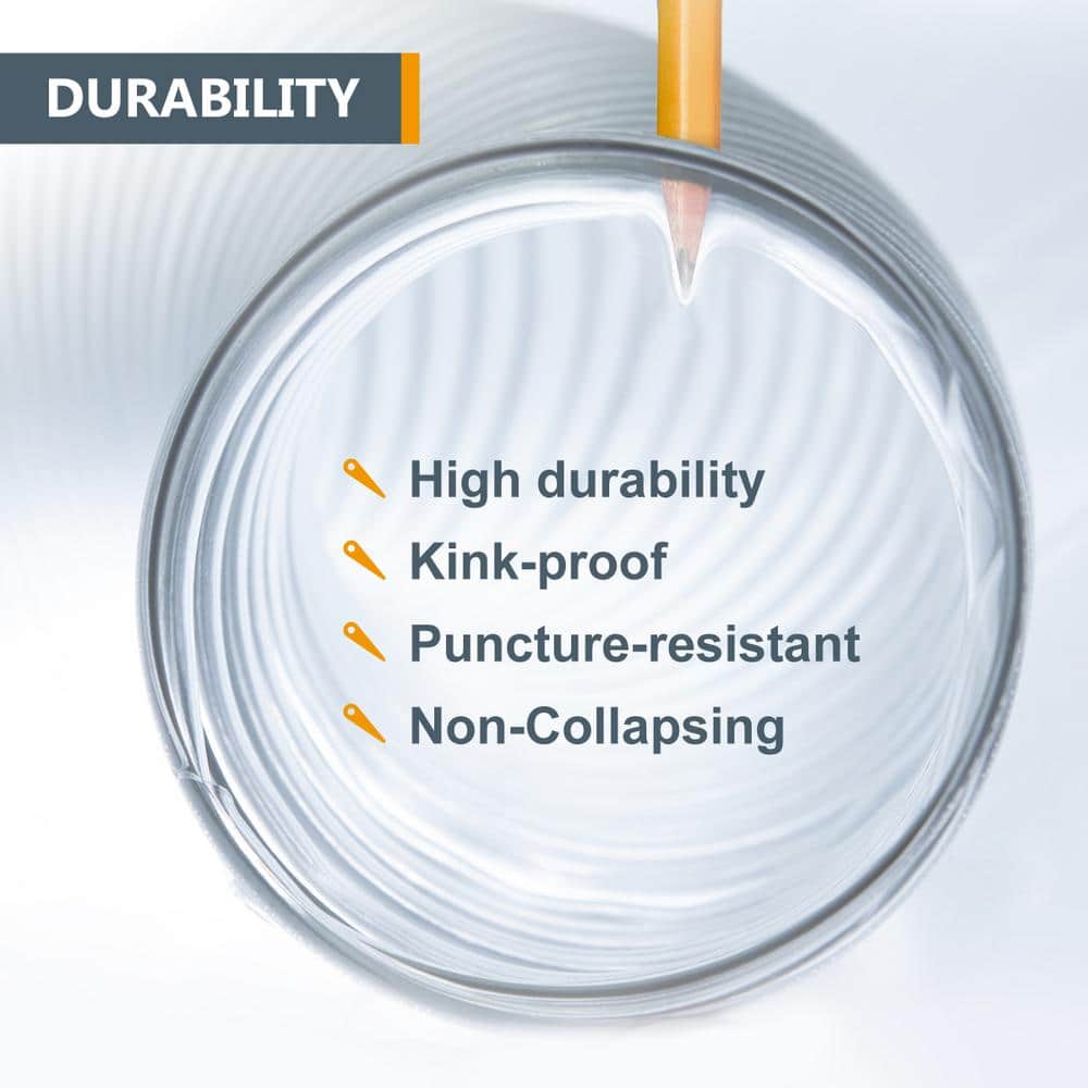 ‎POWERTEC 4 in. x 20 ft. Flexible PVC Dust Collection Hose, Clear Color