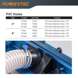 ‎POWERTEC 4 in. x 20 ft. Flexible PVC Dust Collection Hose, Clear Color