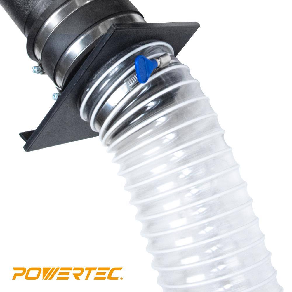 ‎POWERTEC 4 in. x 20 ft. Flexible PVC Dust Collection Hose with 2 Key Hose Clamps, Clear Color