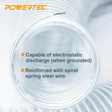 ‎POWERTEC 4 in. x 20 ft. Flexible PVC Dust Collection Hose with 2 Key Hose Clamps, Clear Color
