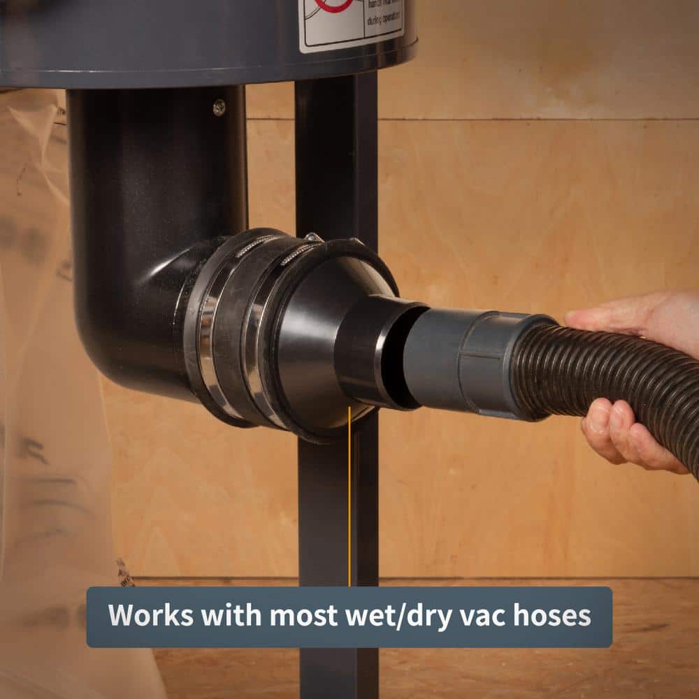 ‎POWERTEC 2-1/2 in. x 10 ft. PVC Dust Collection Hose with 4 in. to 2-1/2 in. Reducer and 5-Piece of 2-1/2 in. Key Hose Clamps