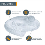 ‎POWERTEC 2-1/2 in. x 10 ft. PVC Dust Collection Hose with 4 in. to 2-1/2 in. Reducer and 5-Piece of 2-1/2 in. Key Hose Clamps