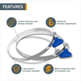 ‎POWERTEC 2-1/2 in. x 10 ft. PVC Dust Collection Hose with 4 in. to 2-1/2 in. Reducer and 5-Piece of 2-1/2 in. Key Hose Clamps