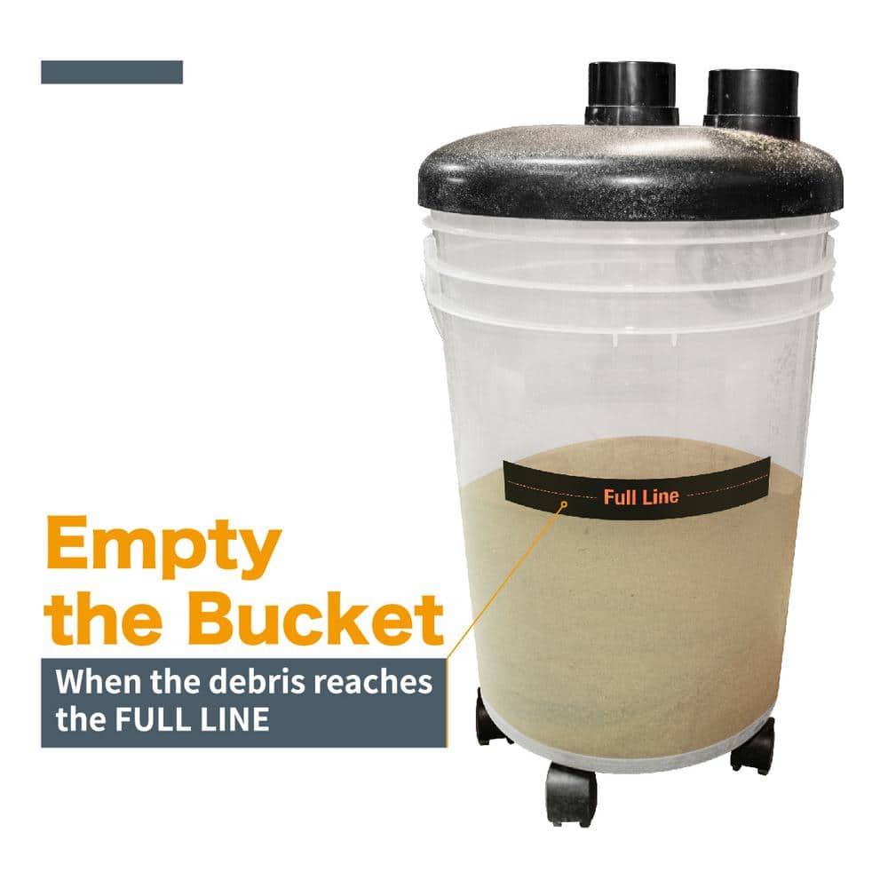 POWERTEC Cyclone Dust Collector and Separator Kit with Clear 6 Gal. Dust Bucket, Hoses, Reducers, Couplers and Hose Clamps