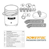 POWERTEC Cyclone Dust Collector and Separator Kit with Clear 6 Gal. Dust Bucket, Hoses, Reducers, Couplers and Hose Clamps