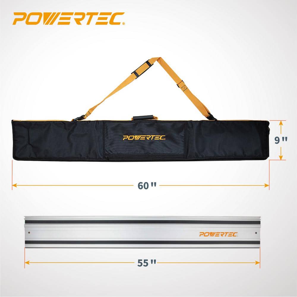 POWERTEC 110 in. Track Saw Guide Rail Kit for Makita or Festool, 2x55 in. Guide Rails with Protective Bag and Rail Connectors