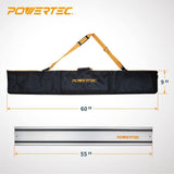 POWERTEC 110 in. Track Saw Guide Rail Kit for Makita or Festool, 2x55 in. Guide Rails with Protective Bag and Rail Connectors