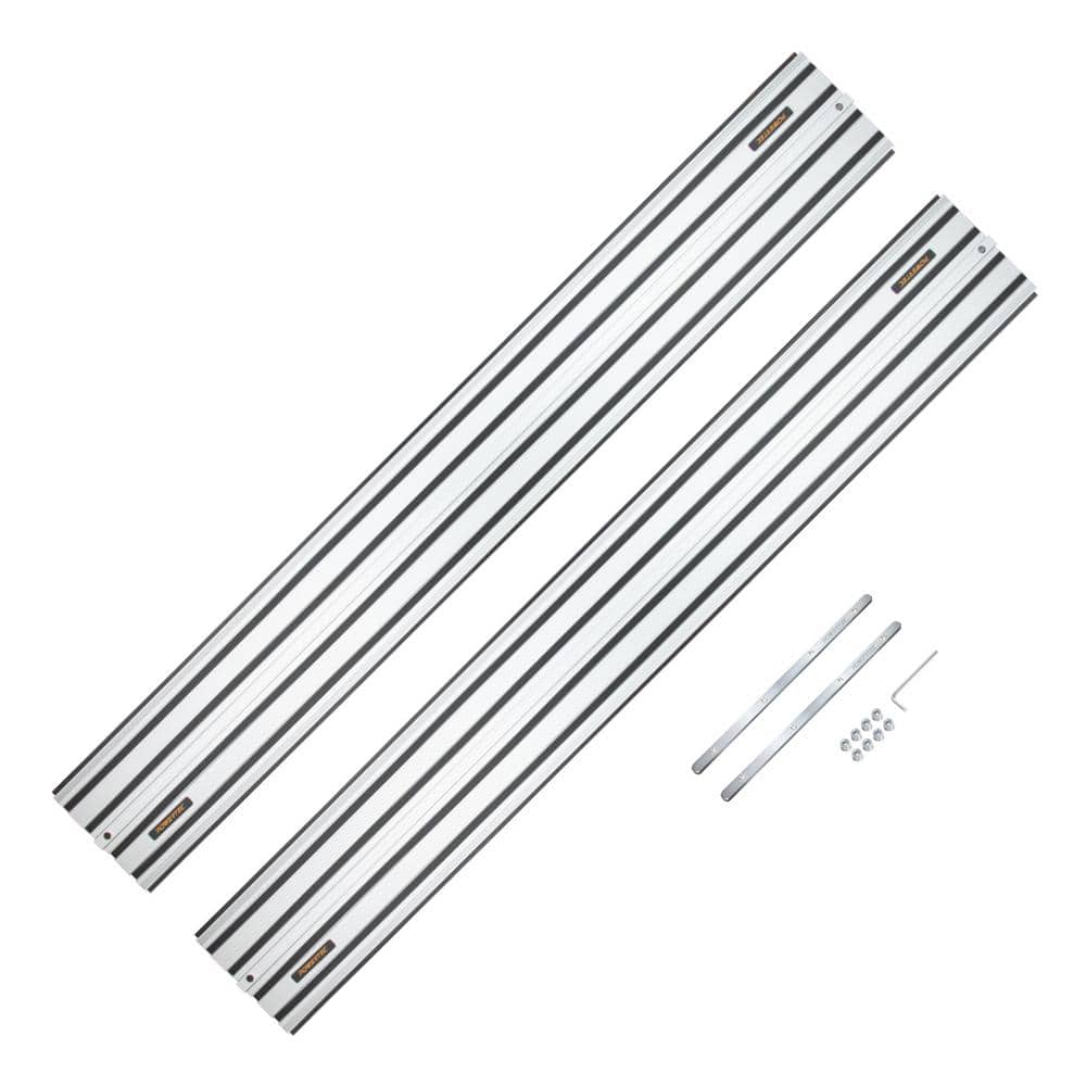 POWERTEC 110 in. Aluminum Guide Rail Joining Set Compatible with DeWalt Track Saws, (2) Guided Rails and (1) Guide Rail Connector