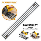 POWERTEC 110 in. Aluminum Guide Rail Joining Set Compatible with DeWalt Track Saws, (2) Guided Rails and (1) Guide Rail Connector