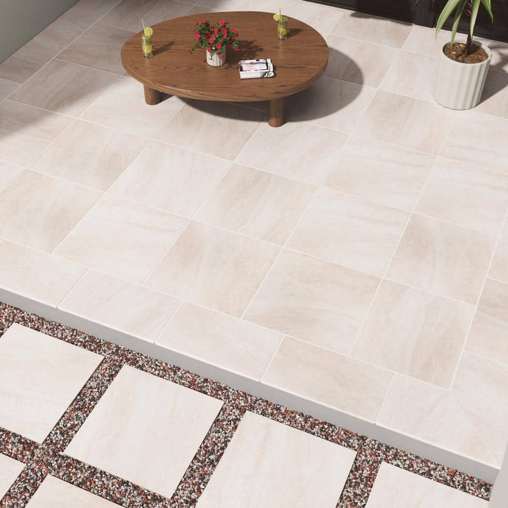 MSI Praia Crema 2 cm. x 24 in x 24 in. Matte Porcelain Stone Look Paver Tile (8 sq. ft. / case)
