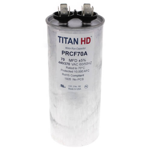 Titan HD PRCF70A capacitor - front view (Product Type: Capacitor; Voltage: 440/370V)