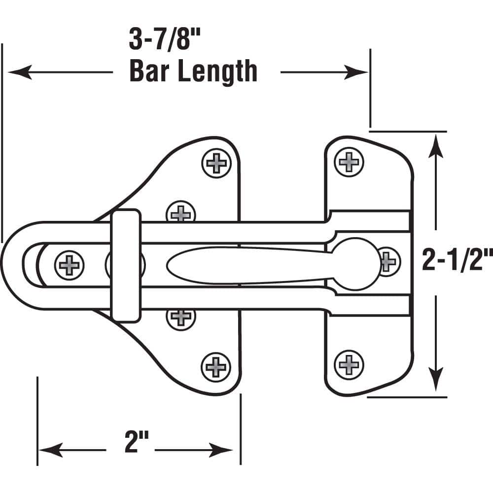 3-7/8 in. Hinged Bar Lock High Security Door Guard, Diecast Zinc, Satin Nickel Plated Finish
