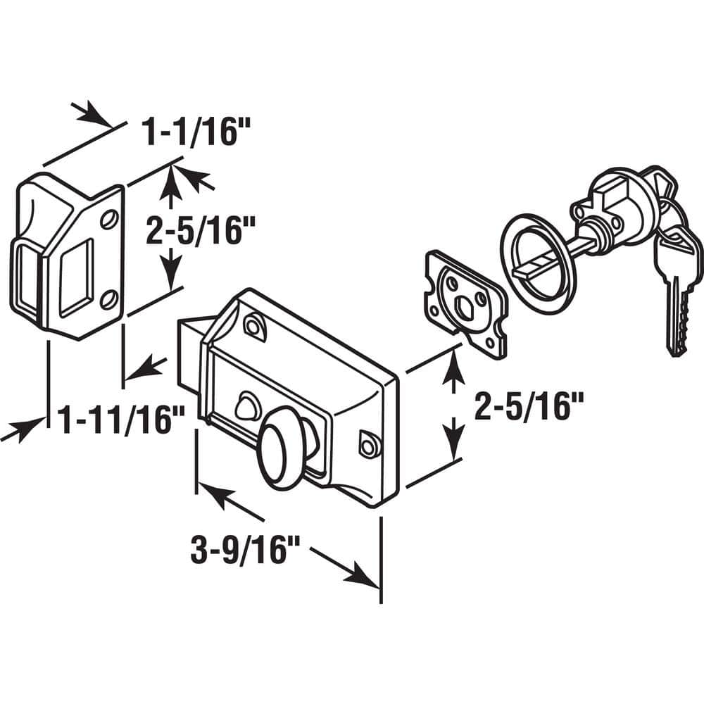 Prime-Line Diecast Brass Night Latch with Locking Cylinder, U 9967