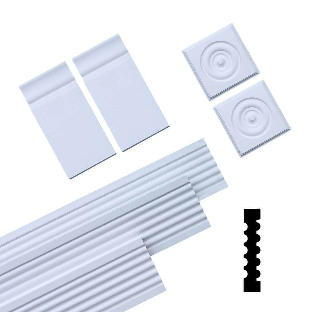 Unbranded 11/16 in. x 3-3/8 in. x 84 in. Primed Pine Finger-Jointed Casing Moulding Set (7-Piece)