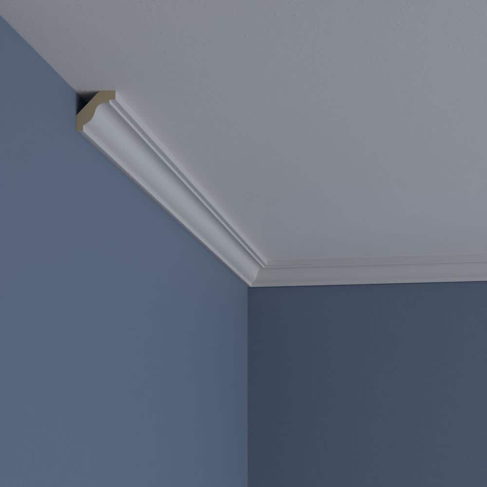 Ekena Millwork 1-1/4 in. x 1-1/4 in. x 94-1/2 in. Polyurethane Hillsborough Traditional Smooth Crown Moulding