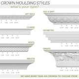 Ekena Millwork 1-1/4 in. x 1-1/4 in. x 94-1/2 in. Polyurethane Hillsborough Traditional Smooth Crown Moulding