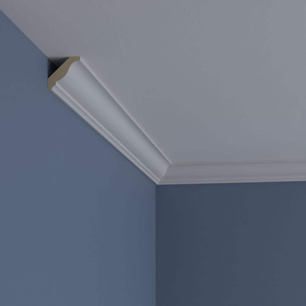 Ekena Millwork 1-5/8 in. x 1-5/8 in. x 94-1/2 in. Polyurethane Odessa Traditional Smooth Crown Moulding