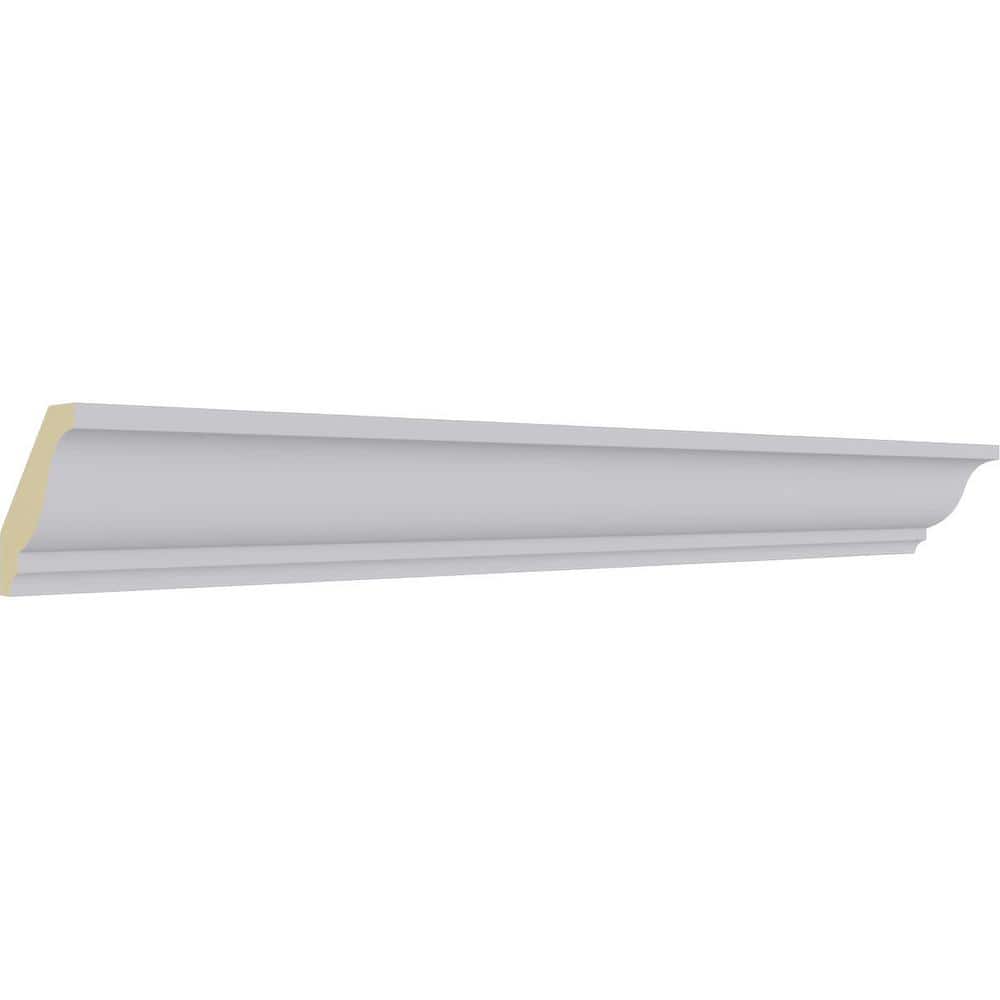 Ekena Millwork 1-5/8 in. x 1-5/8 in. x 94-1/2 in. Polyurethane Odessa Traditional Smooth Crown Moulding