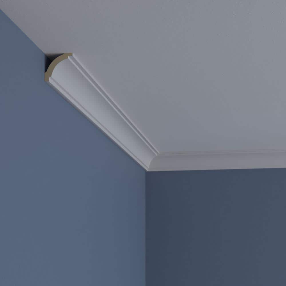 Ekena Millwork 1-1/2 in. x 1-1/2 in. x 94-1/2 in. Polyurethane Tyrone Smooth Crown Moulding