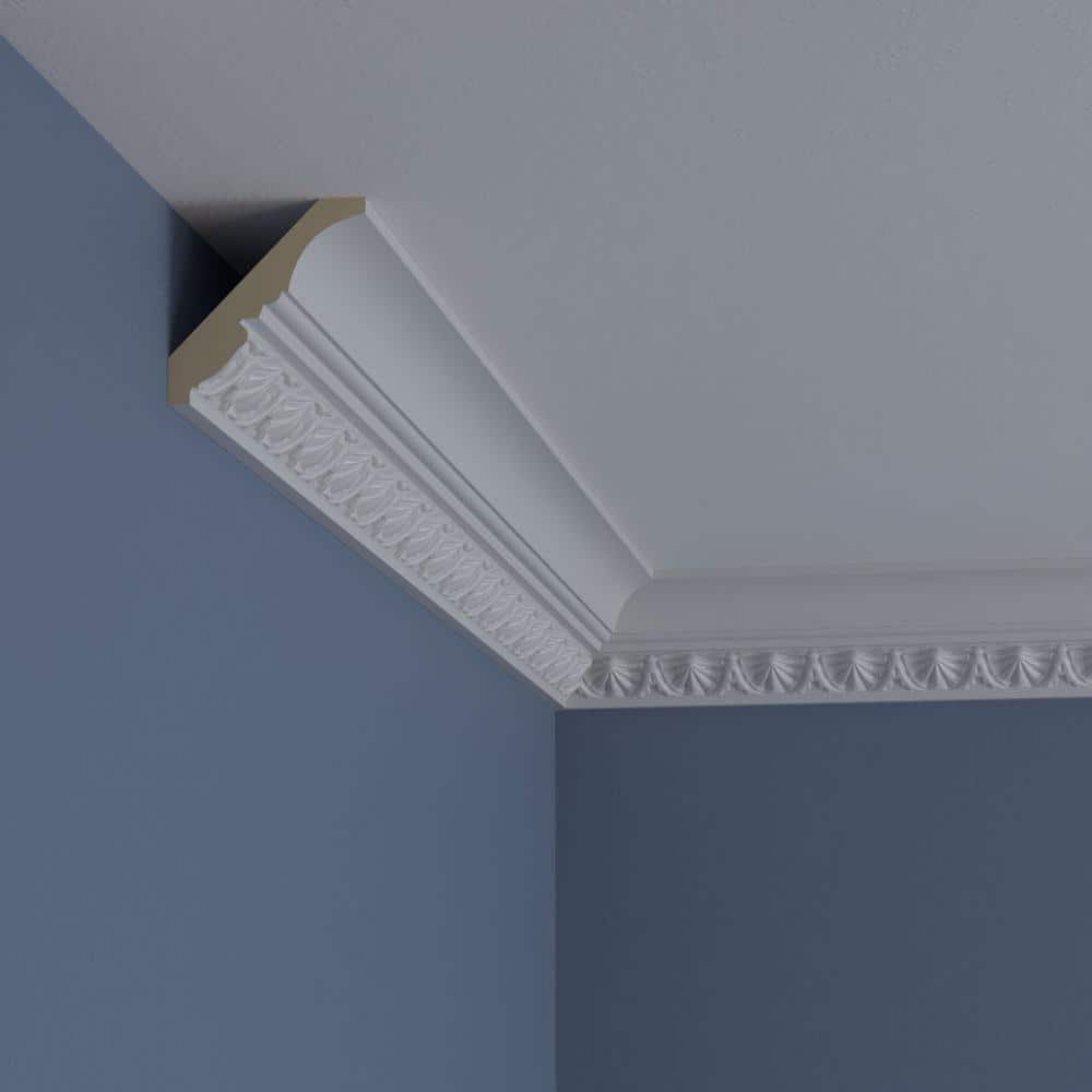 Ekena Millwork 2-3/4 in. x 2-7/8 in. x 94-1/2 in. Polyurethane Shell Crown Moulding