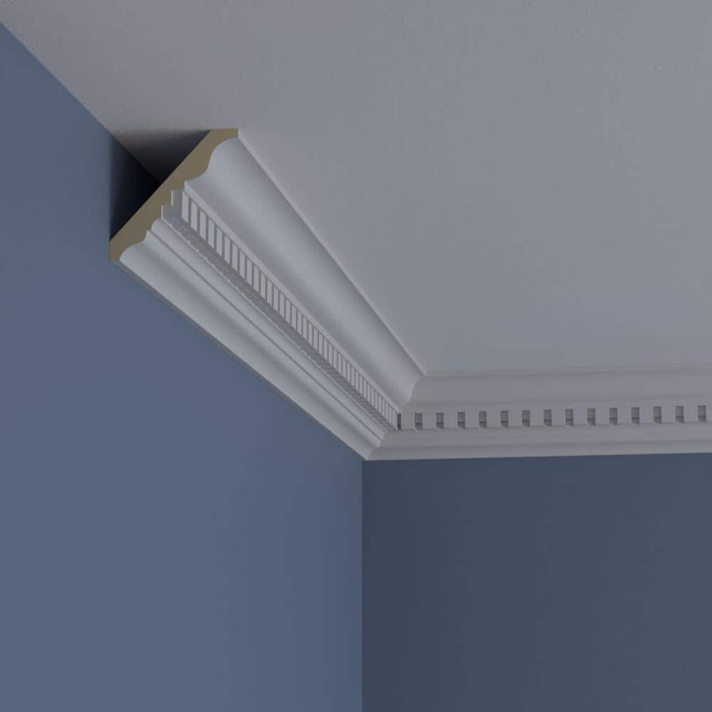 Ekena Millwork 2-3/4 in. x 2-3/4 in. x 94-1/2 in. Polyurethane Dentil Crown Moulding