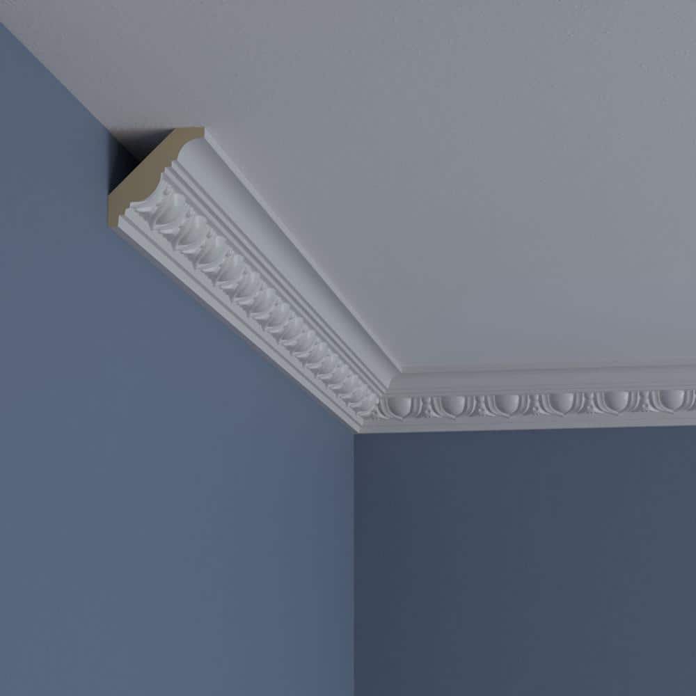 Ekena Millwork 2-1/8 in. x 2-1/8 in. x 94-1/2 in. Polyurethane Egg and Dart Crown Moulding