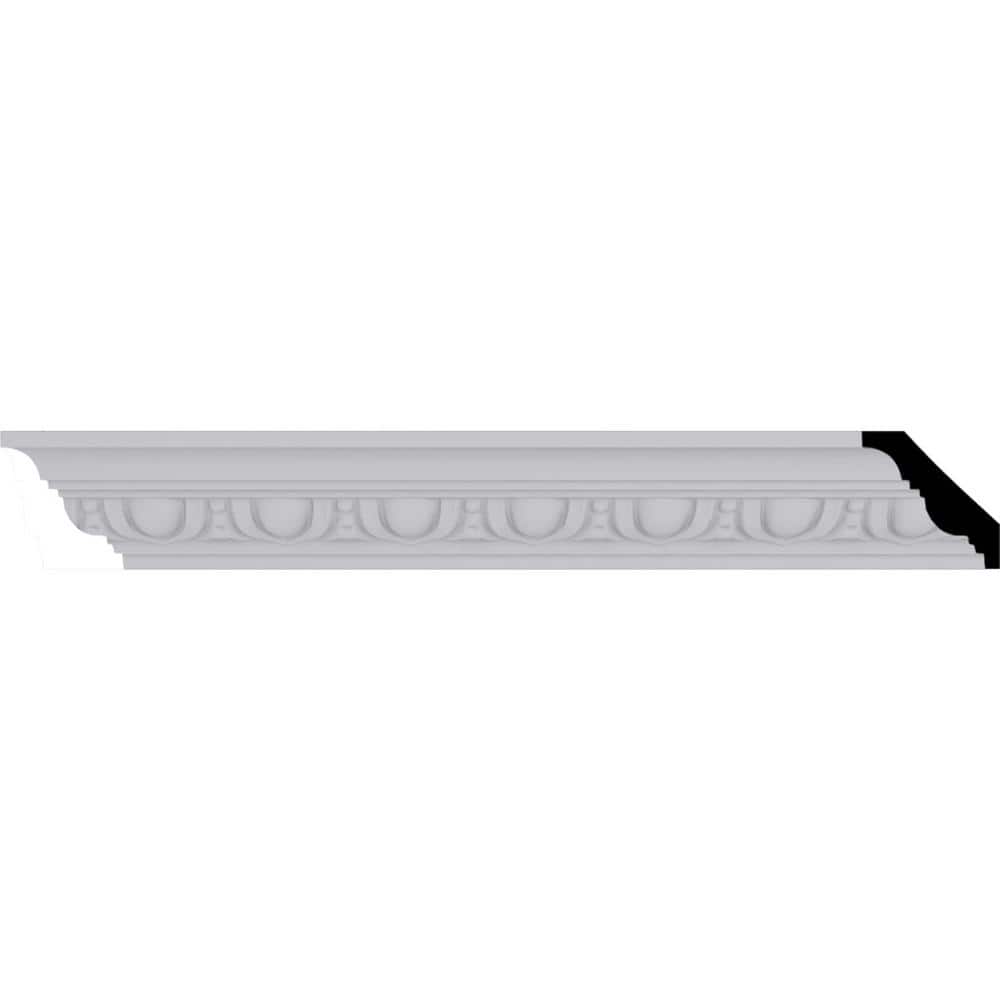 Ekena Millwork 2-1/8 in. x 2-1/8 in. x 94-1/2 in. Polyurethane Egg and Dart Crown Moulding