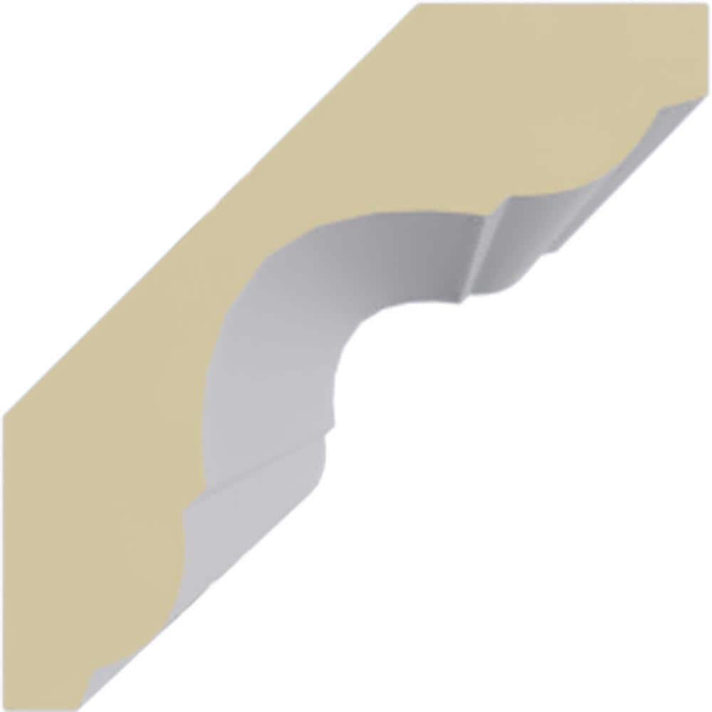 Ekena Millwork 2-1/4 in. D x 2-1/4 in. W x 94-1/2 in. L Polyurethane Jefferson Traditional Smooth Crown Moulding 12-Pack