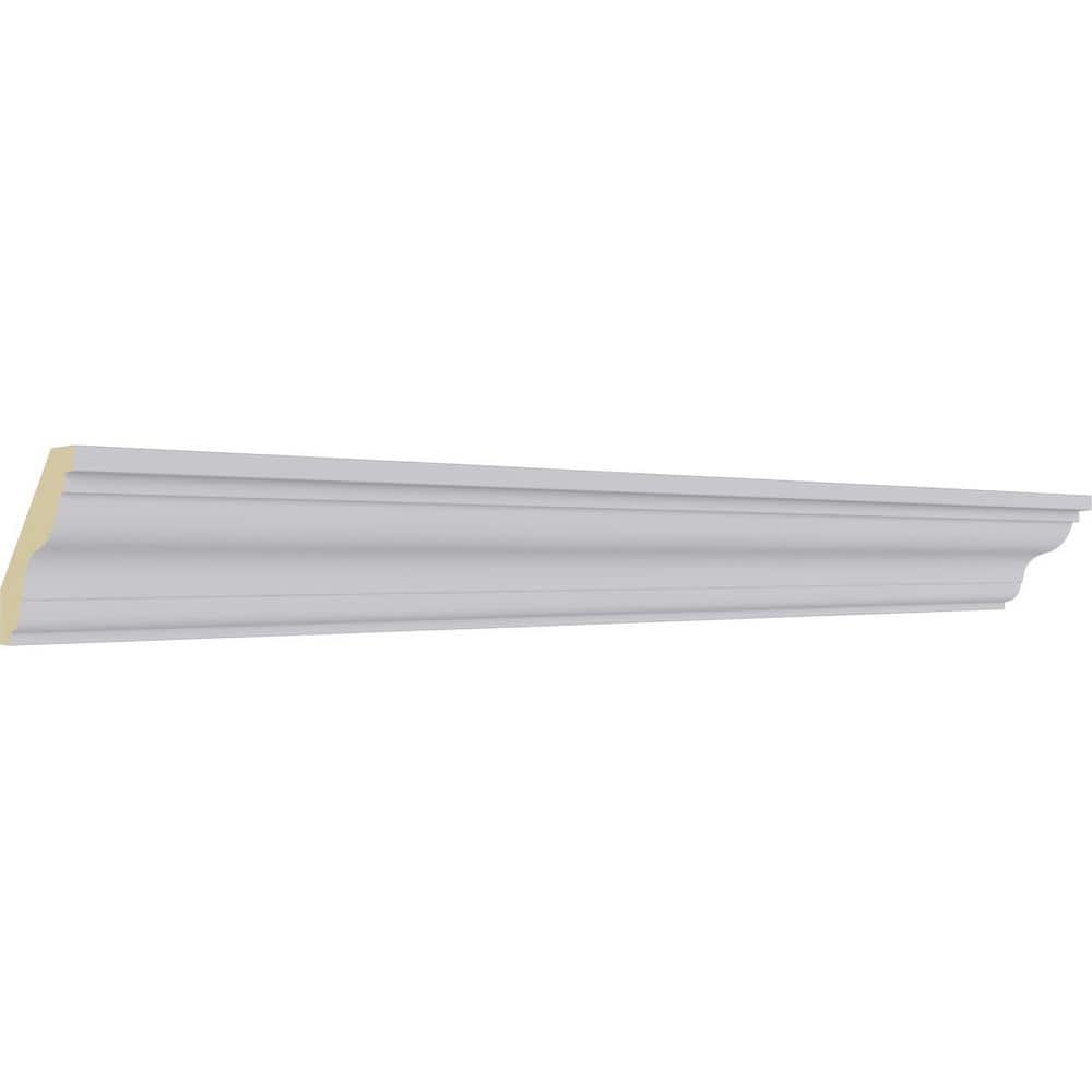 Ekena Millwork 2 in. x 2 in. x 94-1/2 in. Polyurethane Lyon Traditional Smooth Crown Moulding