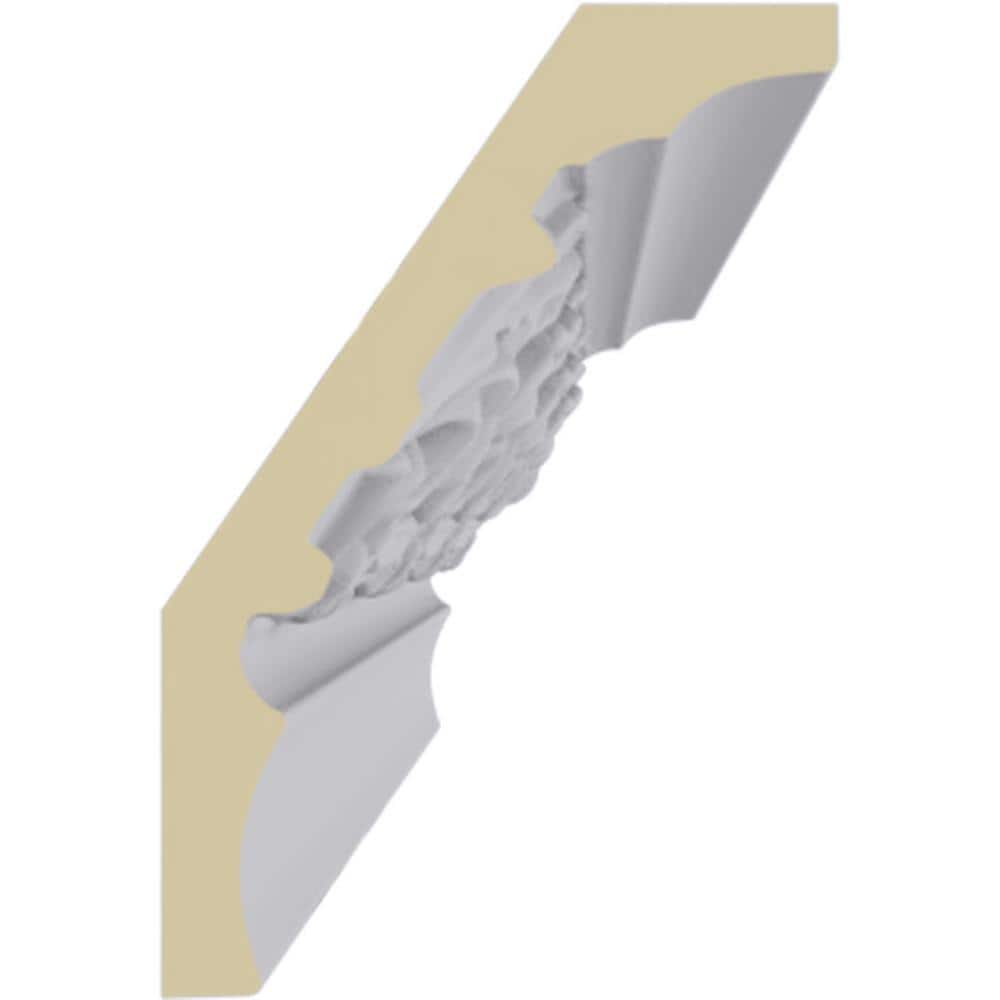 Ekena Millwork 2-1/8 in. x 3-1/8 in. x 94-1/2 in. Polyurethane Floral Crown Moulding