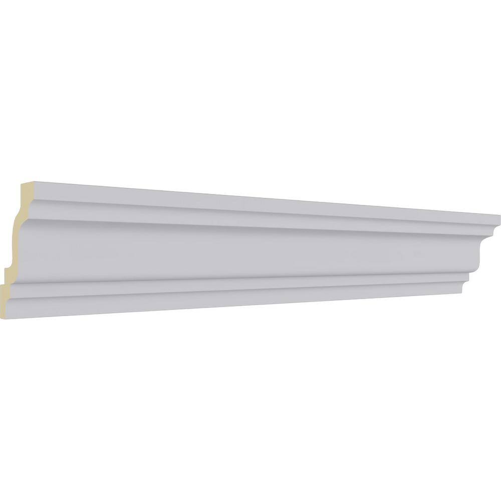 Ekena Millwork 2 in. x 3 in. x 94-1/2 in. Smooth Polyurethane Lisbon Traditional Crown Moulding