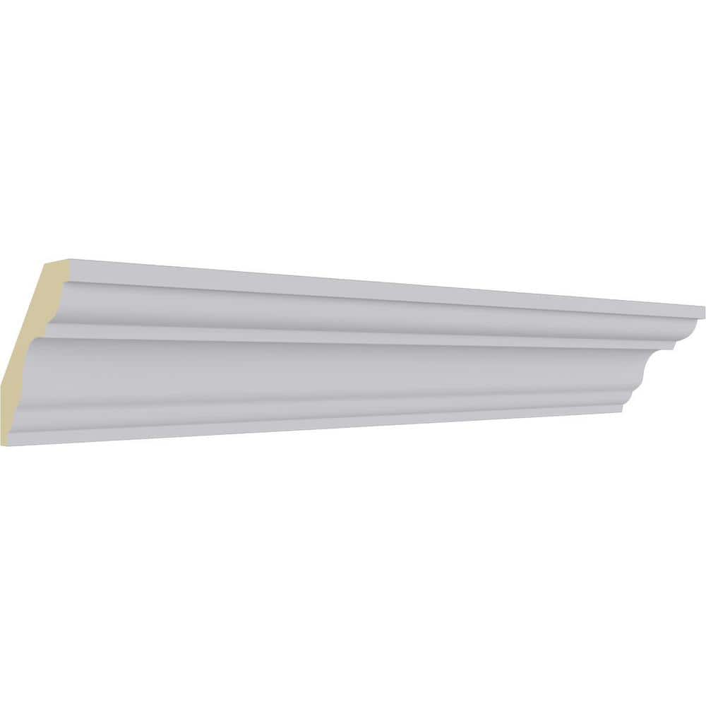 Ekena Millwork 3 in. x 3 in. x 94-1/2 in. Polyurethane Palmetto Smooth Crown Moulding