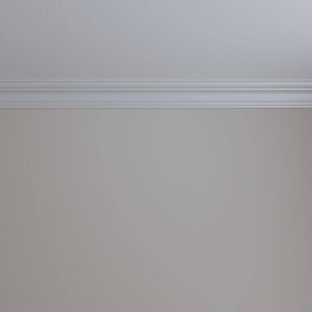 Ekena Millwork 3 in. H x 3 in. P x 4-1/4 in. F x 94-1/2 in. L Polyurethane Palmetto Smooth Crown Moulding (8-Pack)