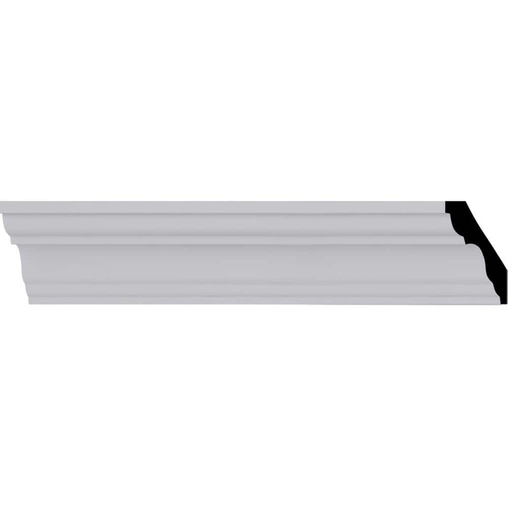 Ekena Millwork 3 in. H x 3 in. P x 4-1/4 in. F x 94-1/2 in. L Polyurethane Palmetto Smooth Crown Moulding (8-Pack)