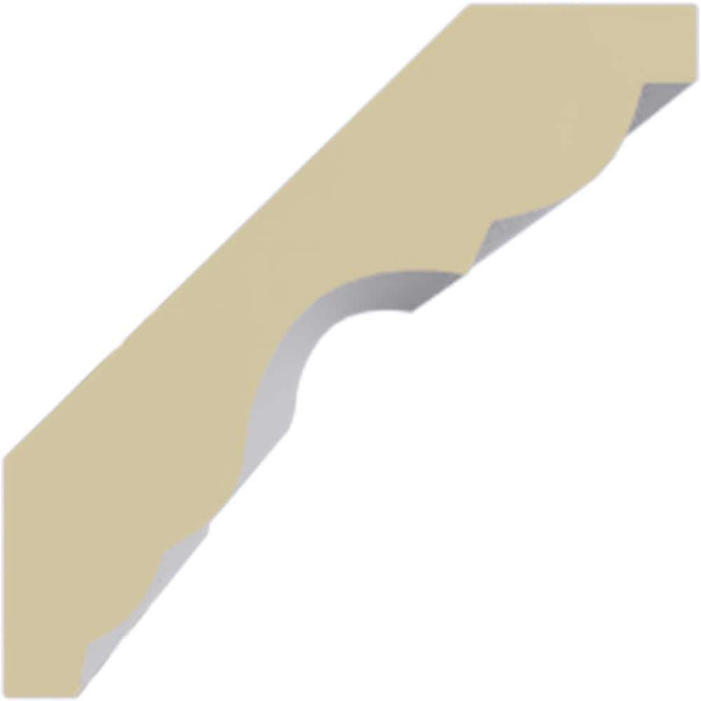 Ekena Millwork 3 in. x 3 in. x 94-1/2 in. Polyurethane Palmetto Smooth Crown Moulding