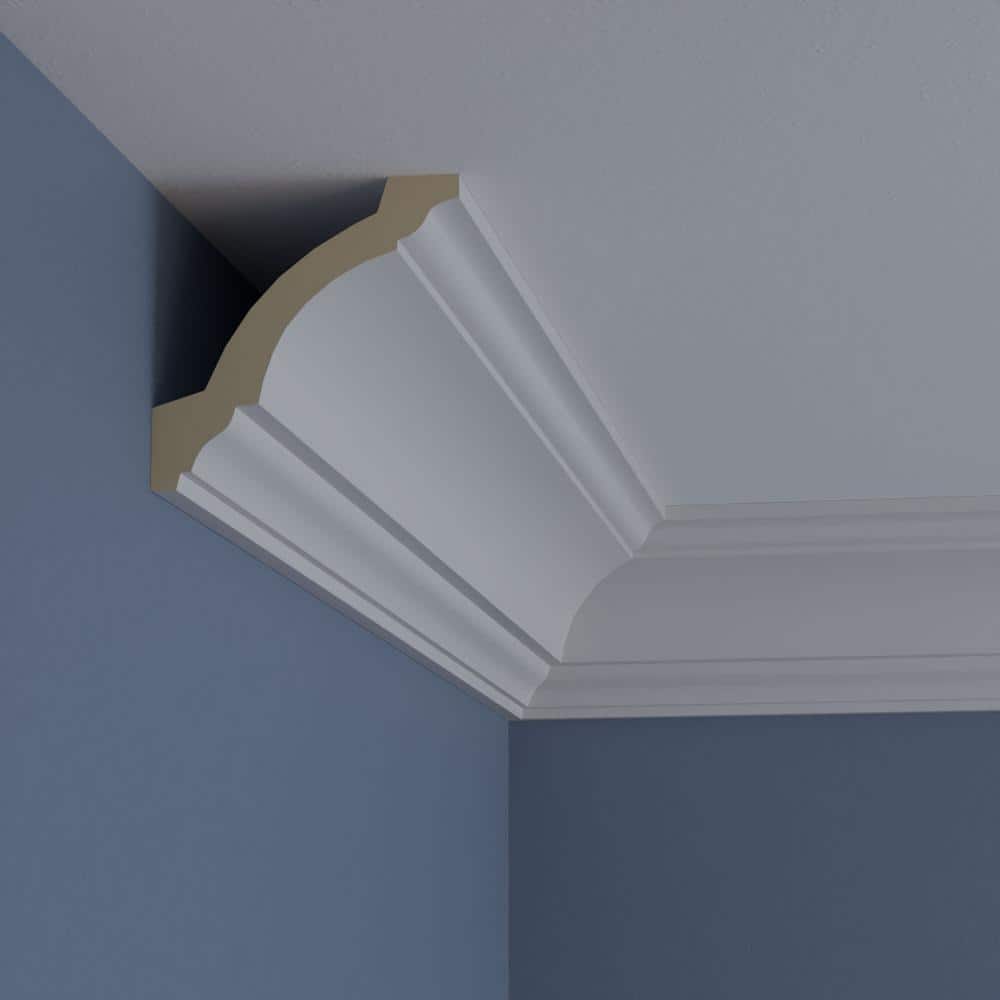 Ekena Millwork 3-1/4 in. x 3-1/4 in. x 94-1/2 in. Polyurethane Salem Traditional Smooth Crown Moulding