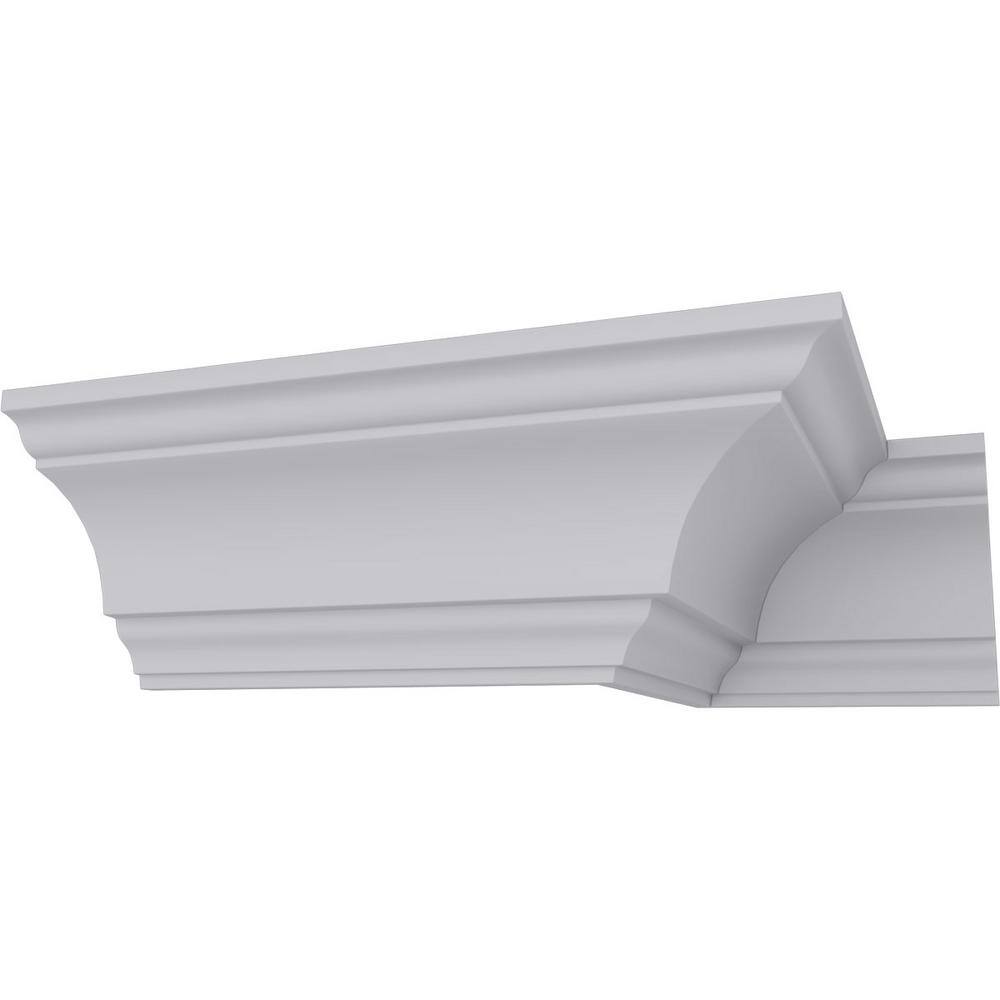 Ekena Millwork 3-1/4 in. H x 3-1/4 in. P x 4-1/2 in. F x 94-1/2 in. L Polyurethane Salem Traditional Smooth Crown Moulding (8-Pack)
