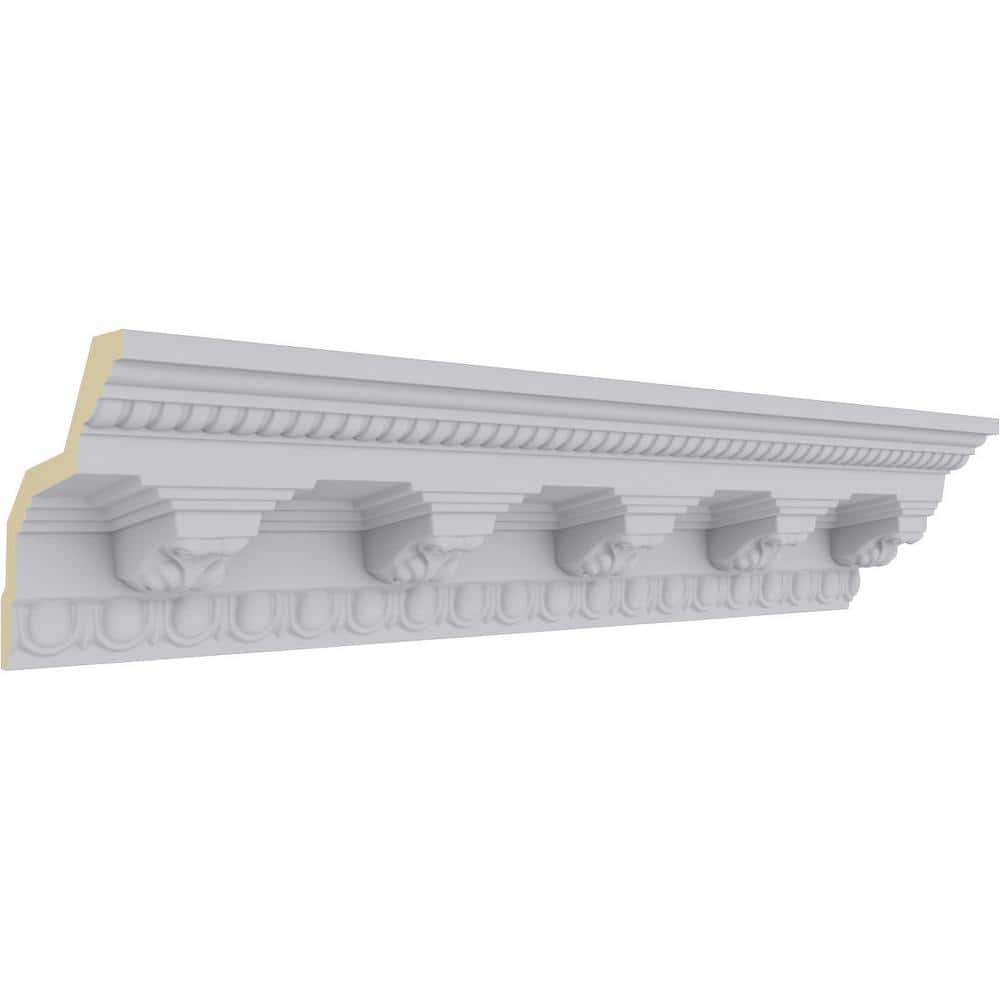 Ekena Millwork 3-7/8 in. H x 3-5/8 in. P x 5-3/8 in. F x 94-1/2 in. L Polyurethane Attica Crown Moulding (12-Pack)