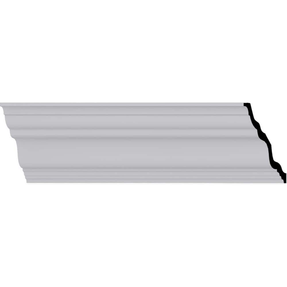 Ekena Millwork 3-7/8 in. x 3-7/8 in. x 94-1/2 in. Polyurethane Dublin Traditional Smooth Crown Moulding