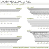Ekena Millwork 3-5/8 in. x 3-5/8 in. x 94-1/2 in. Polyurethane Strasbourg Crown Moulding