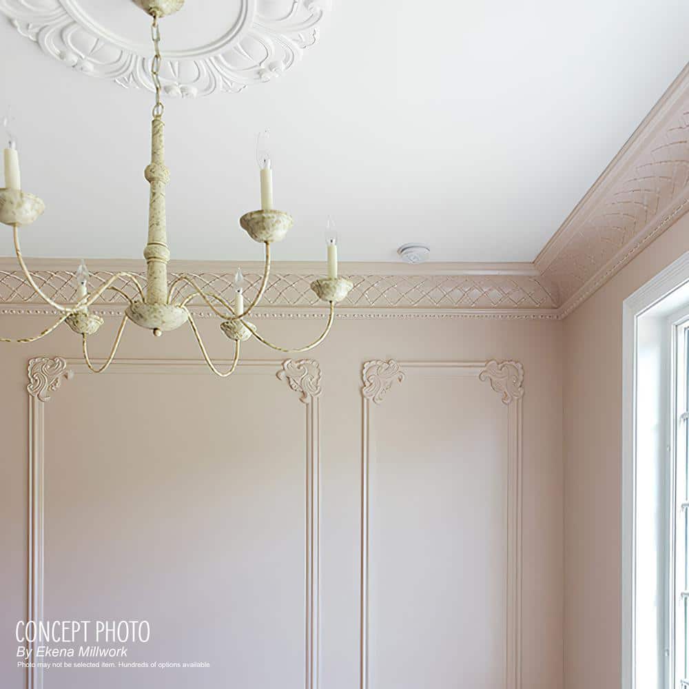 Ekena Millwork 3-5/8 in. x 3-5/8 in. x 94-1/2 in. Polyurethane Strasbourg Crown Moulding