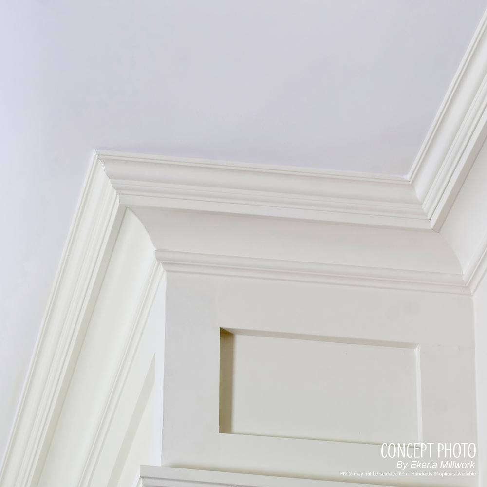 Ekena Millwork 4-1/2 in. x 3-7/8 in. x 94-1/2 in. Polyurethane Bulwark Smooth Crown Moulding