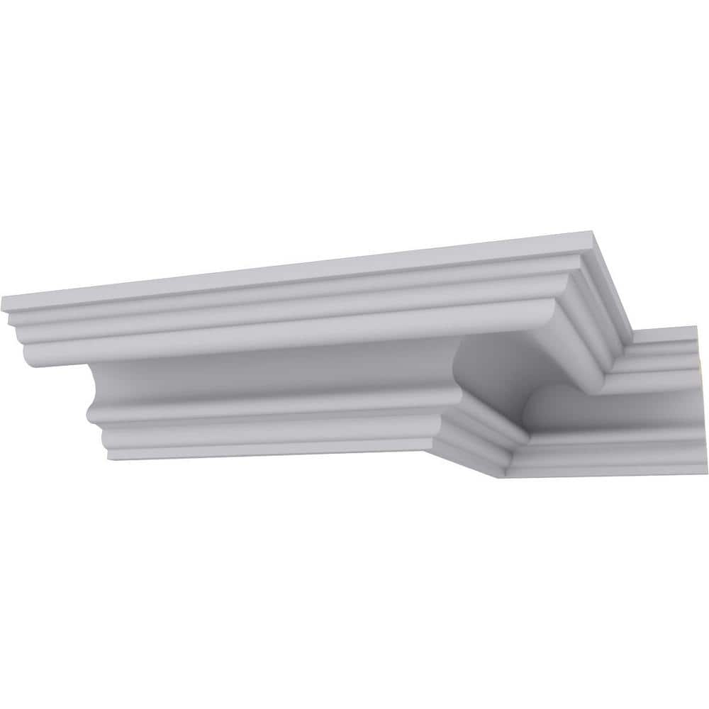 Ekena Millwork 4-3/4 in. x 3-3/8 in. x 94-1/2 in. Polyurethane Devon Smooth Crown Moulding